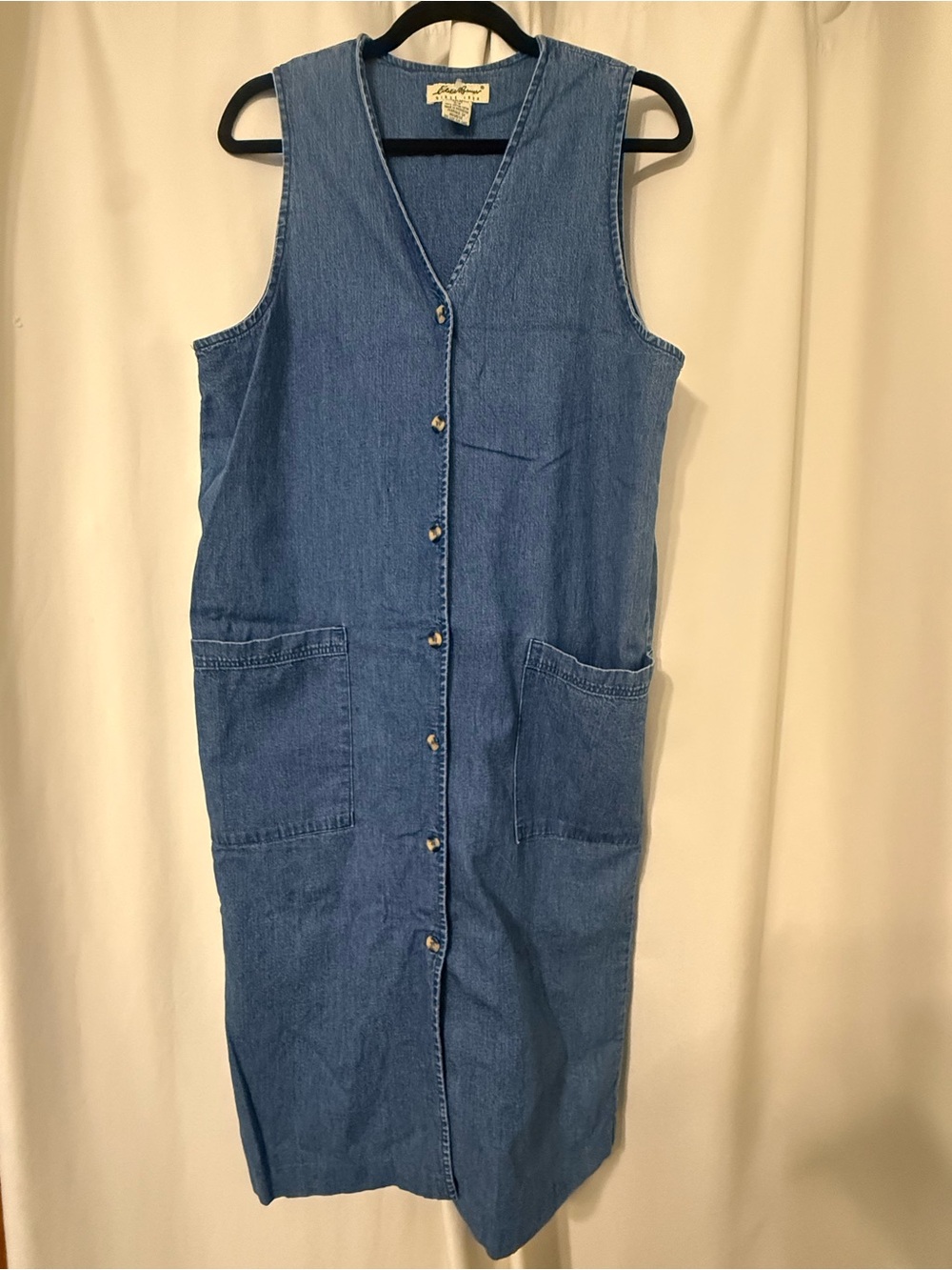 Eddie Bauer Vintage 90’s Sleeveless Denim Midi Dress Size MP